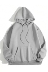 3 İplik Pamuklu Unisex Kapşonlu Sweetshirt - Gri