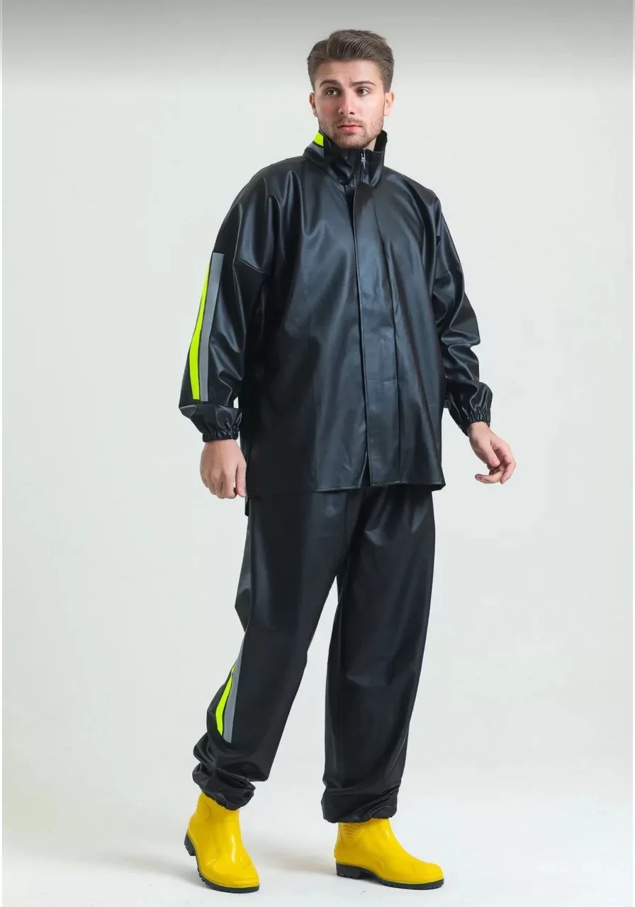 Motorcu Kurye Su Geçirmez Yağmurluk Takım - Siyah