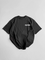 20/1 Penye CompackBaskılı Oversize Bisiklet Yaka Kısa Kol Yazlık T-shirt - Siyah