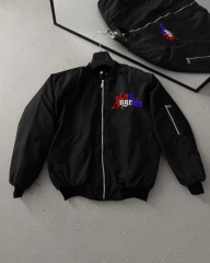 Los Angeles Siyah Bomber Mont – Fermuarlı, Cepli, Kapitone Astarlı, Bahar ve Kış Günlük Kullanım İçin Unisex Ceket- Siyah