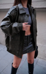 Suni Deri Pilot Ceket