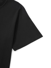 20/1 Penye Compack Palmiye Baskılı Oversize Bisiklet Yaka Kısa Kol T-shirt - Siyah