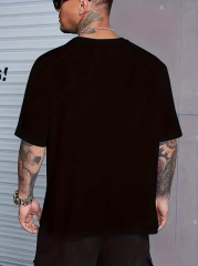 Sporda Günlük Hayata Giyilebilir GYM Baskılı Oversize Bisiklet Yaka Erkek T-shirt - Siyah