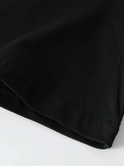 Büyük Beden Erkek ''Whatever'' Baskılı Tişört, Oversize Erkekler İçin Yaz Modası Kısa Kollu Tişörtler - Siyah