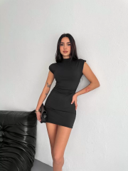 Yarım Bogazlı Kolsuz Mini Boy Elbise - Siyah