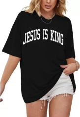 Kadın Bisiklet Yaka Kısa Kol Baskılı T-shirt - Siyah