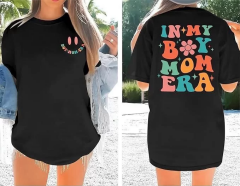 Kadın Bisiklet Yaka Kısa Kol Baskılı T-shirt - Siyah