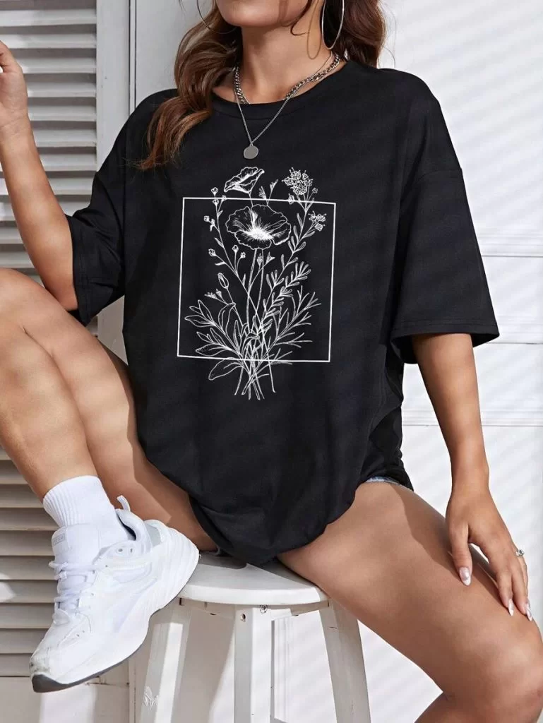 Baskılı Kadın T-shirt - Siyah