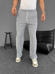 Su Yolu Çizgili Cepli Pantalon Yazlık - Gri