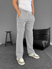 Su Yolu Çizgili Cepli Pantalon Yazlık - Gri