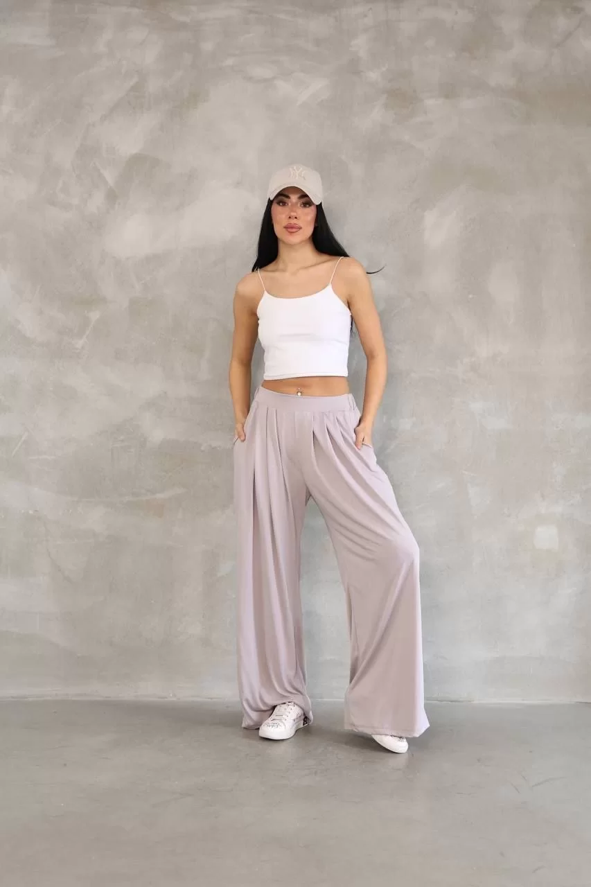 Osy Modal Yumuşak Dokulu Kadın Kumaş Boru Paça Salaş Eşofman - Bej