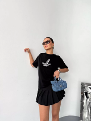 Kısa Kol Baskılı T-shirt - Siyah