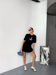 Kısa Kol Baskılı T-shirt - Siyah