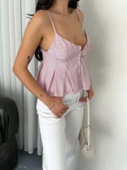 Askılı Dekolte deraylı crop - Kırmızı