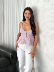 Askılı Dekolte deraylı crop - Kırmızı