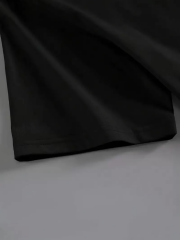 Brooklyn Harf Baskılı Düşük Omuzlu T-shirt, Rahat Kısa Kollu Bol T-shirt, Kadın Giyim - Siyah