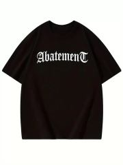 Örümcek Ağı Desenli Baskılı Oversize Bisiklet Yaka T-shirt - Siyah