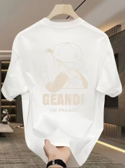 Geniş Kesim Pamuklu Tişört - ''GANDHI The Project'' Baskılı, Beyaz, Rahat Kesim, Kısa Kollu, Günlük Kıyafet, Her Gün Giyilebilecek Tişört- Beyaz