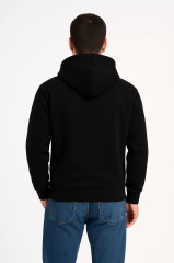 Erkek Üç İplik Kapüşonlu Kanguru Cepli SweatShirt hoodie - Siyah