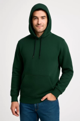 Erkek Üç İplik Kapüşonlu Kanguru Cepli SweatShirt hoodie - Haki