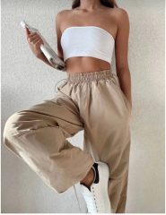 Kadın Cepli Paraşut Pantalon - Bej