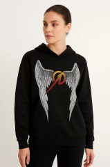 Metallica İki İplik Kapüşonlu Ön ve Arka Baskılı hoodie - Siyah