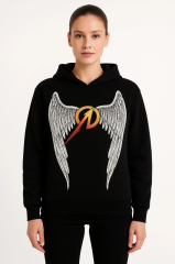 Metallica İki İplik Kapüşonlu Ön ve Arka Baskılı hoodie - Siyah