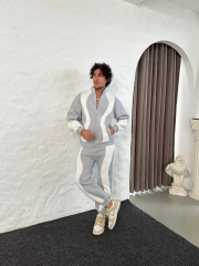 Erkek Premium Parçalı Eşofman Takım - Dik Yaka Fermuarlı Sweatshirt, - Gri