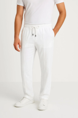 Erkek Keten Pantolon – Cepli, Beli Lastikli ve Bağcıklı, Nefes Alan Rahat Kalıp, Yazlık ve Baharlık Günlük Giyim, Şık & Konforlu Boru Paça Model - Beyaz