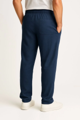 Erkek Keten Pantolon – Cepli, Beli Lastikli ve Bağcıklı, Nefes Alan Rahat Kalıp, Yazlık ve Baharlık Günlük Giyim, Şık & Konforlu Boru Paça Model - Lacivert