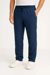 Erkek Keten Pantolon – Cepli, Beli Lastikli ve Bağcıklı, Nefes Alan Rahat Kalıp, Yazlık ve Baharlık Günlük Giyim, Şık & Konforlu Boru Paça Model - Lacivert