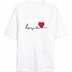 Sevgililer Günü İçin Özel Tasarım Love Baskılı T-shirt - Beyaz