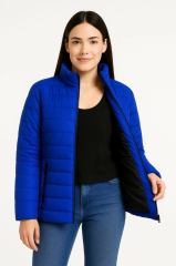 Kadın Bomber Mont Ceket – Su İtici Kumaş, Kapitone Astarlı, Fermuarlı, Kışlık - Saks Mavisi