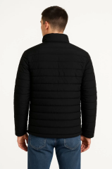 Erkek Bomber Mont Ceket – Su İtici Kumaş, Kapitone Astarlı, Fermuarlı, Kışlık - Siyah