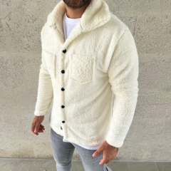 Erkek Pelüş Polar Hırka Gömlek – Yakalı, İlik Düğmeli, Göğüs Cepli, Yumuşak Dokulu Kışlık Regular Fit Rahat Günlük Model - Beyaz