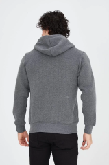 Unisex Tam Fermuarlı Kapşonlu  SweatShirt - Füme