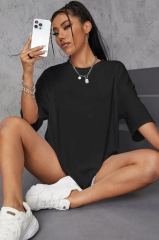 Unisex Baskılı Oversize T-Shirt - Siyah