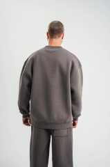 Uzun Kol Bisiklet Yaka Basic SweatShirt - Füme