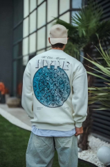 Üç İplik Bisiklet Yaka Baskılı SweatShirt - Beyaz