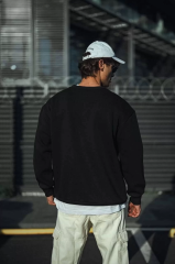 Kışlık Bisiklet Yaka Üç İplik Basic SweatShirt - Siyah