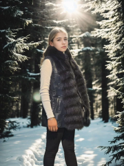 Kadın Kolsuz Fermuarlı Yelek - Lacivert