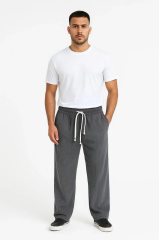 Erkek Fitilli Kadife Cepli Buggy Pantolon Oversize Rahat Kalıp - Füme