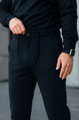 Erkek Diagonel Mikro dokulu Cepli Pantolon - Siyah