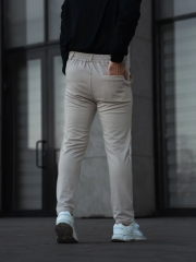 Erkek Diagonel Mikro dokulu Cepli Pantolon - Bej