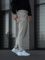 Erkek Diagonel Mikro dokulu Cepli Pantolon - Bej