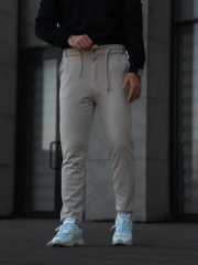 Erkek Diagonel Mikro dokulu Cepli Pantolon - Bej