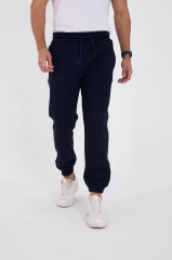 Unisex Kışlık Üç İplik Lastikli Eşofman Pantolon - Lacivert